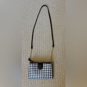 Nanette Lepore Black and White Gingham Crossbody Purse